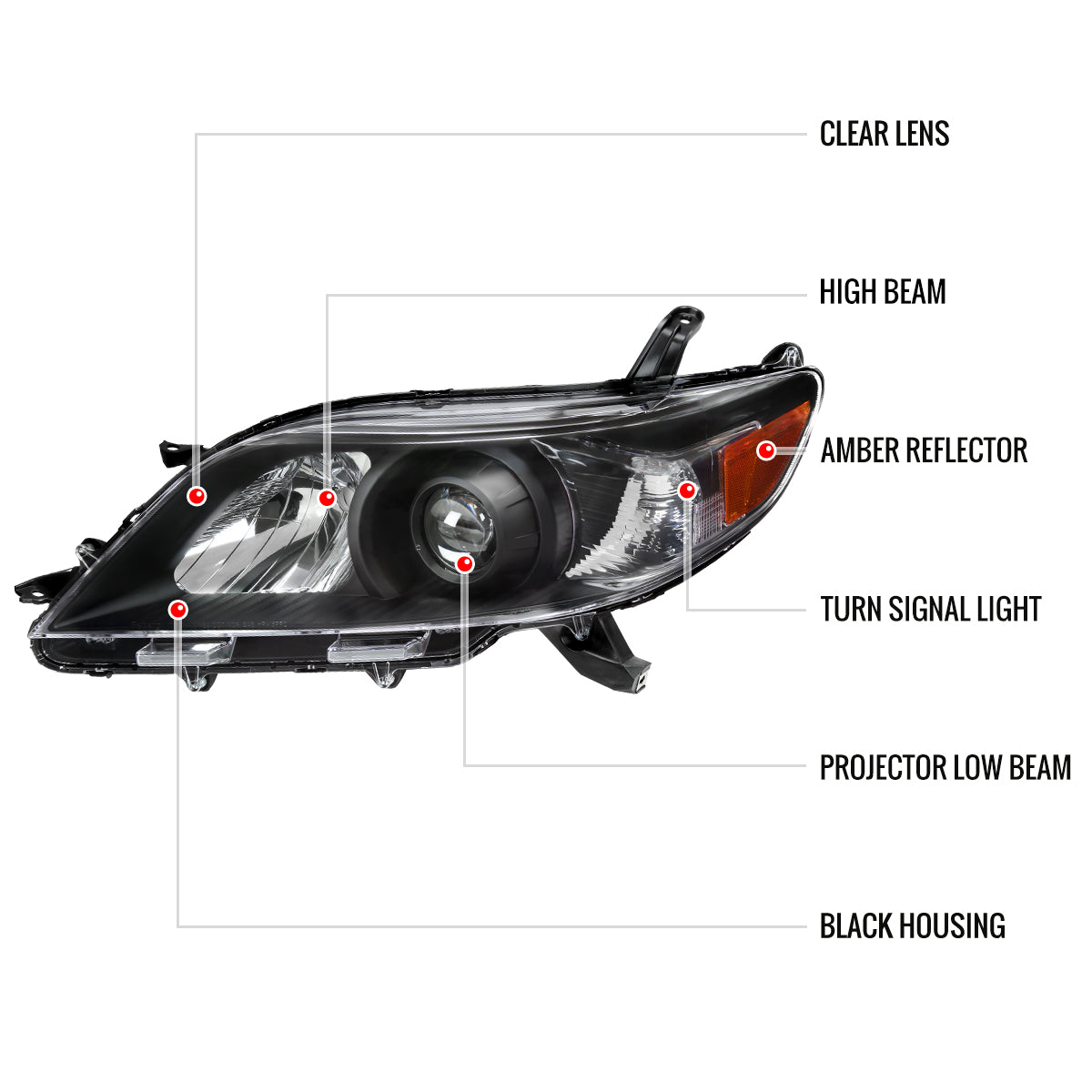 Spec-D Toyota Sienna 13 black headlights