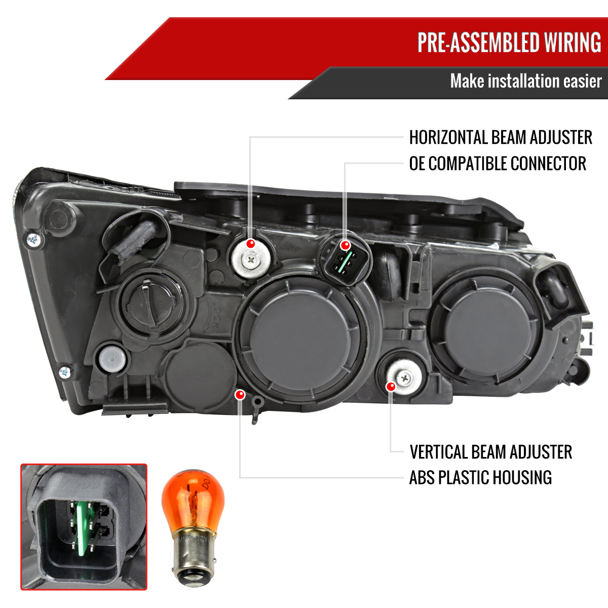 Spec-D 2006-2008 Hyundai Sonata Projector Black Headlights