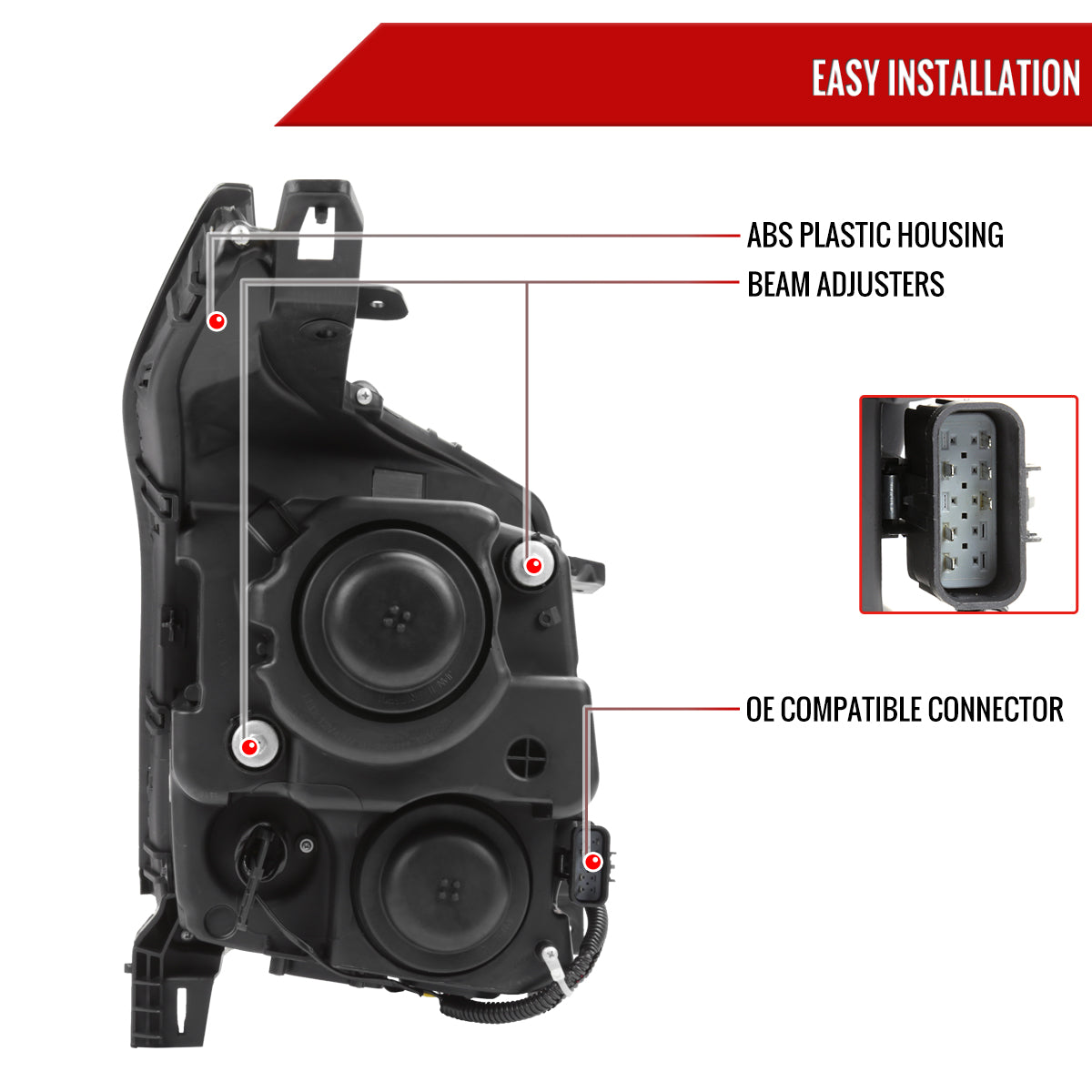 Spec-D 2010-2016 Cadillac SRX Projector Black Headlights