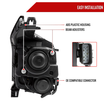 Spec-D 2010-2016 Cadillac SRX Projector w/ Switchback Sequential Turn Signal LED Bar Black Headlights