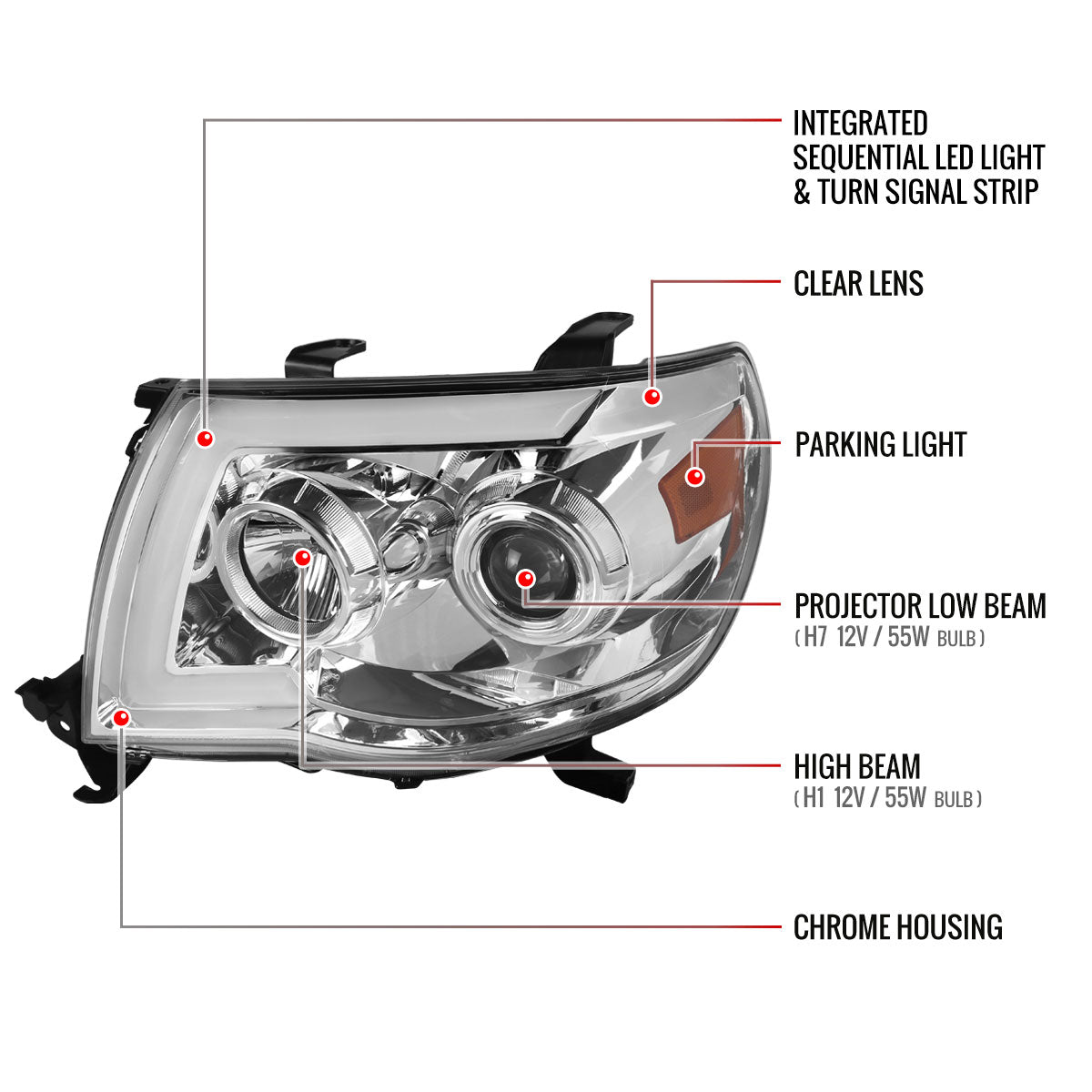 Spec-D Tacoma 07 chrome headlights