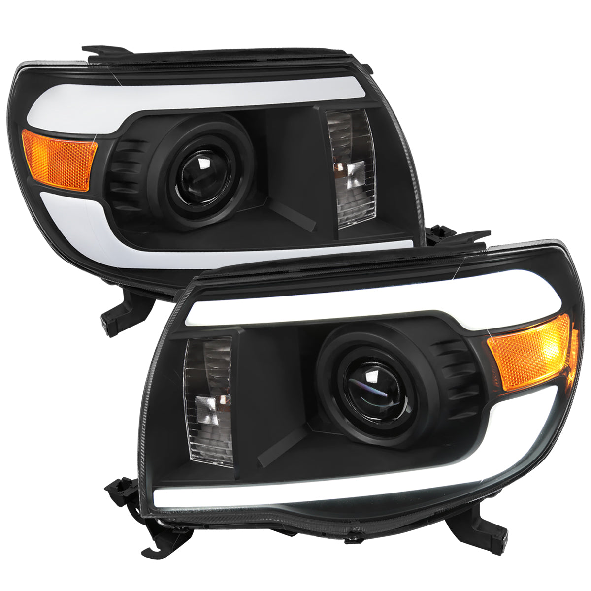 Spec-D 2005-2011 Toyota Tacoma LED Bar Projector Black Headlights