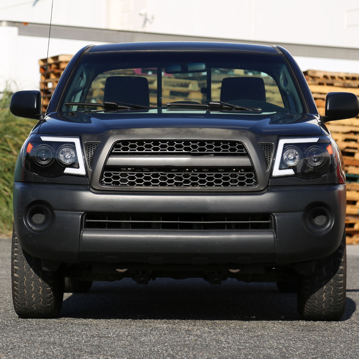 Spec-D 2005-2011 Toyota Tacoma LED Bar Projector w/ Sequential Turn Signal Lights Black Headlights