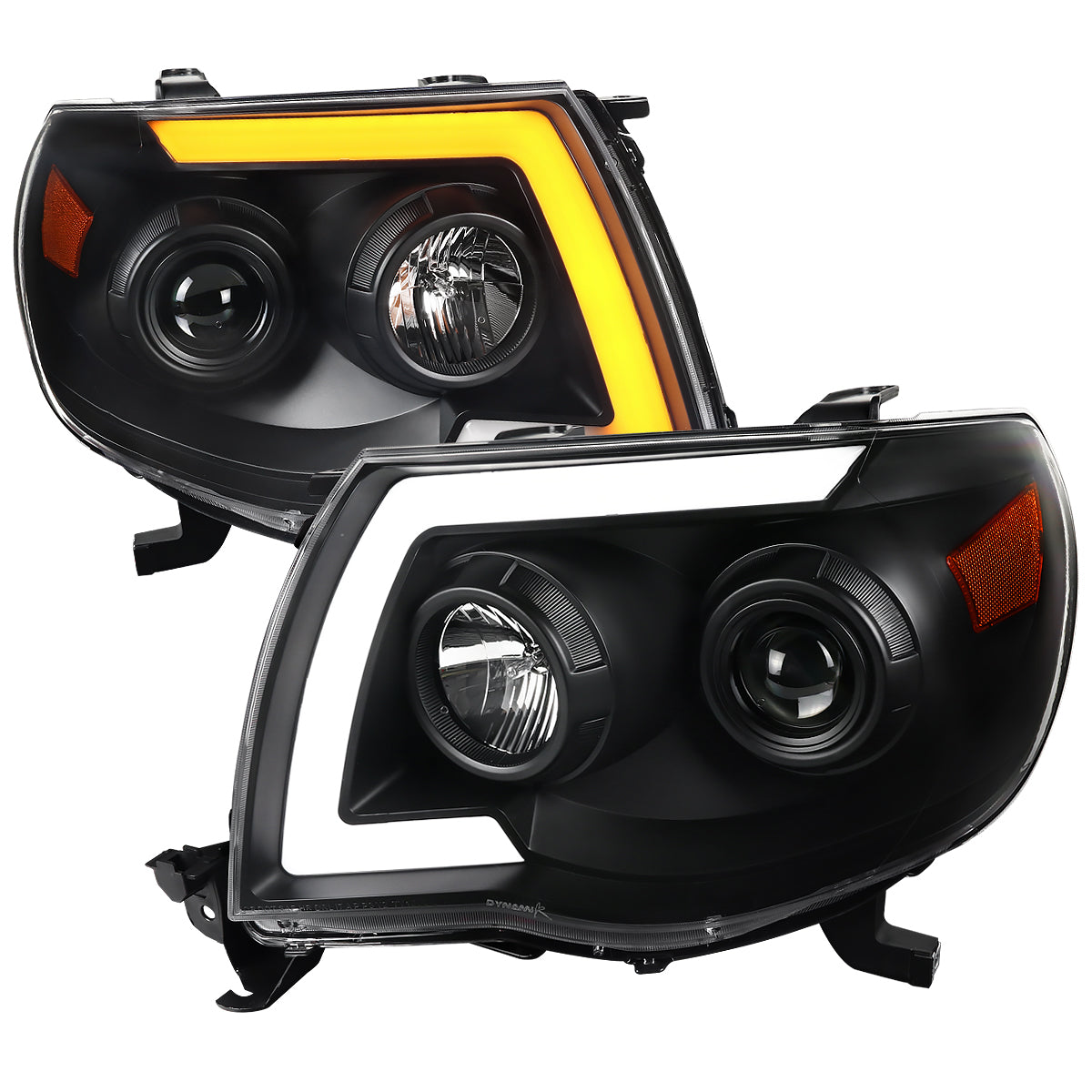 Spec-D 2005-2011 Toyota Tacoma LED Bar Projector w/ Sequential Turn Signal Lights Black Headlights