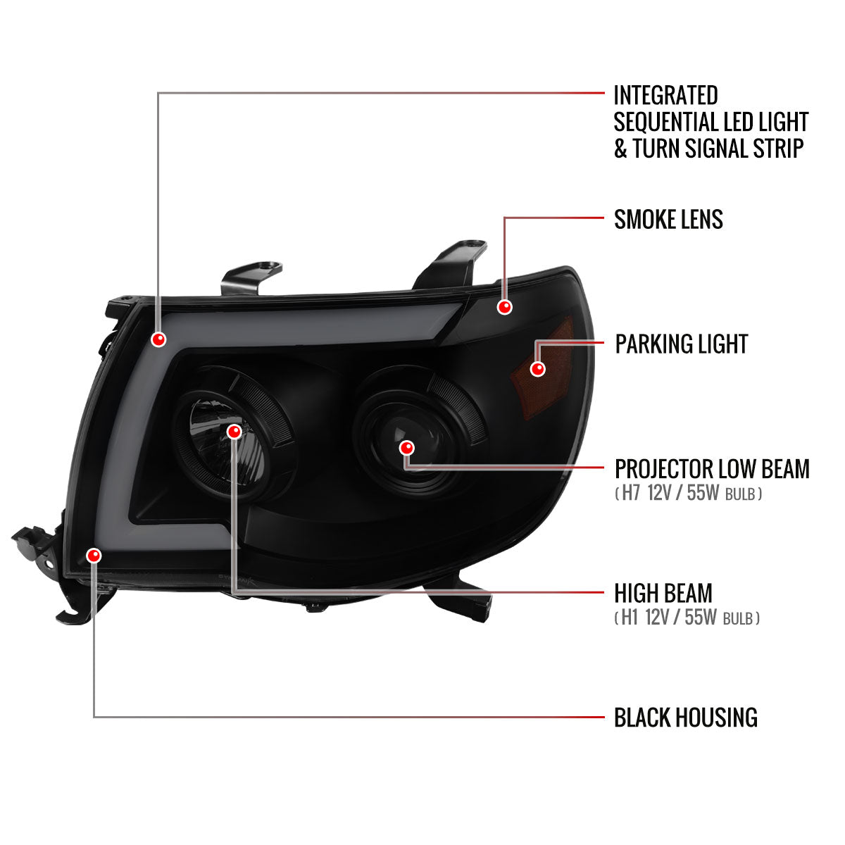 Spec-D Tacoma Blk 07 smoked headlights