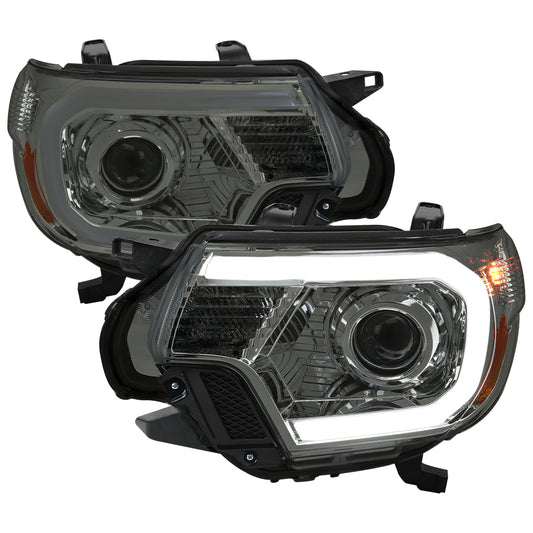 Spec-D 2012 Tacoma C-Bar LED Chrome smoked headlights upgrade