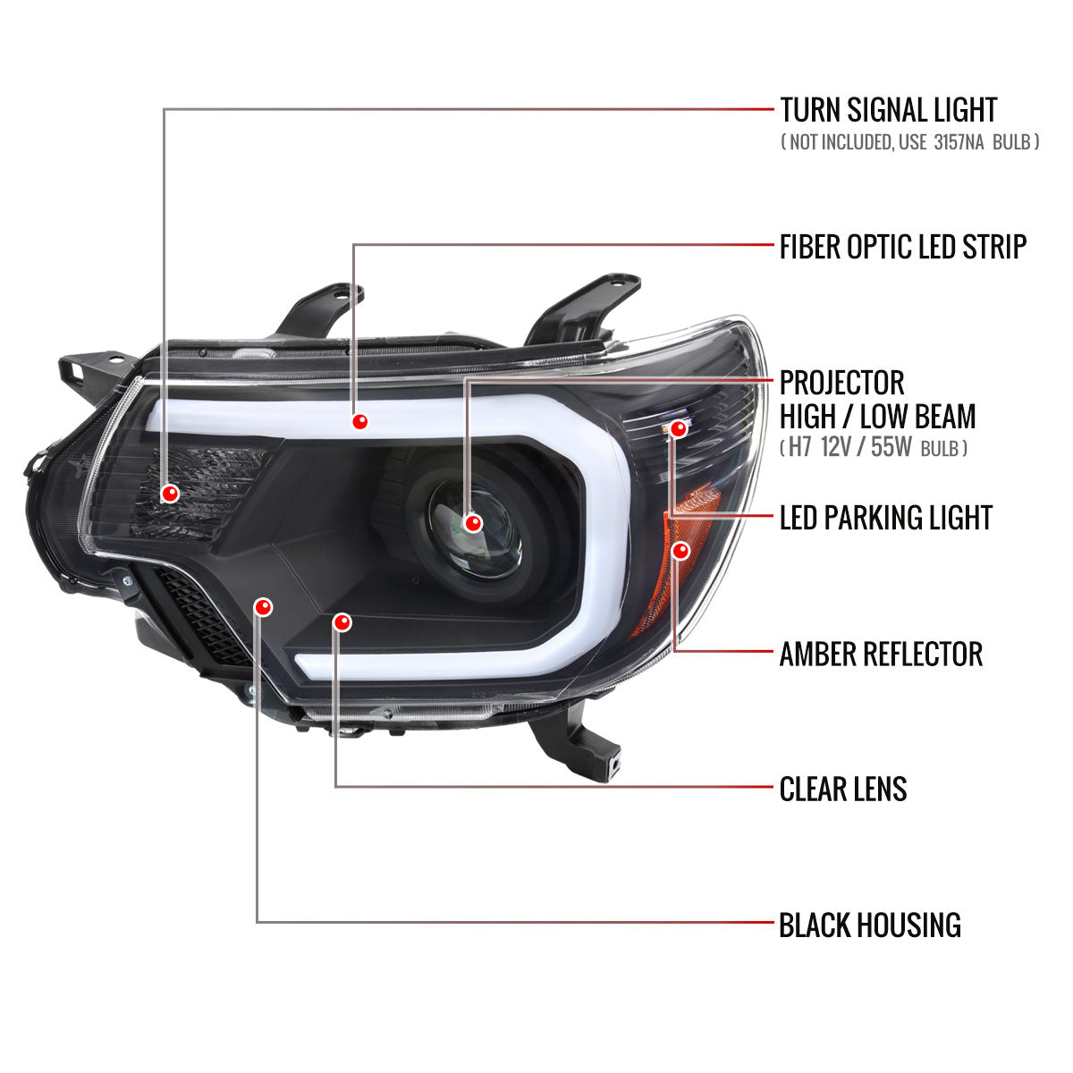 Spec-D Tacoma Parking Blk 14 headlights