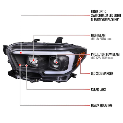 Spec-D Tacoma 18 black headlights