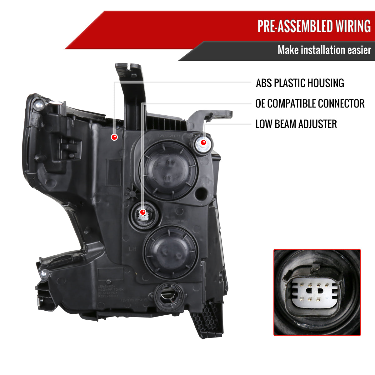 16 Chevy Tahoe Suburban Strip Spec-D black headlights