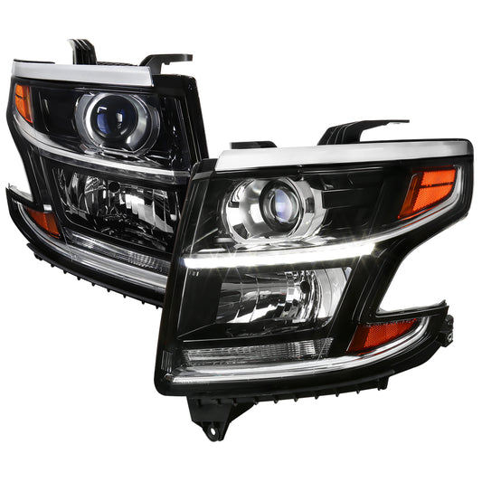 Spec-D 2015-2020 Chevrolet Tahoe/Suburban LED Strip Projector Black Headlights