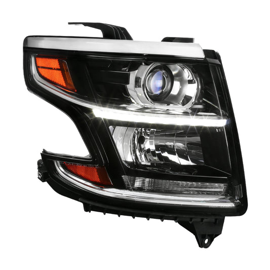 Spec-D 2015-2020 Chevrolet Tahoe Suburban/ 2016-2019 Suburban 3500HD LED Light Strip Projector Passenger Matte Black Housing Clear) Headlights