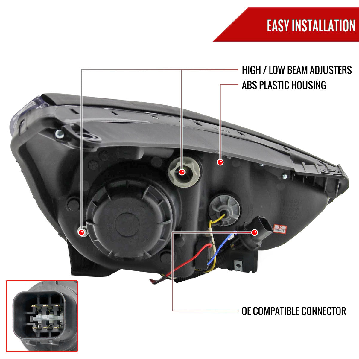 Spec-D 2010-2013 Hyundai Tucson Projector LED Strip Black Headlights