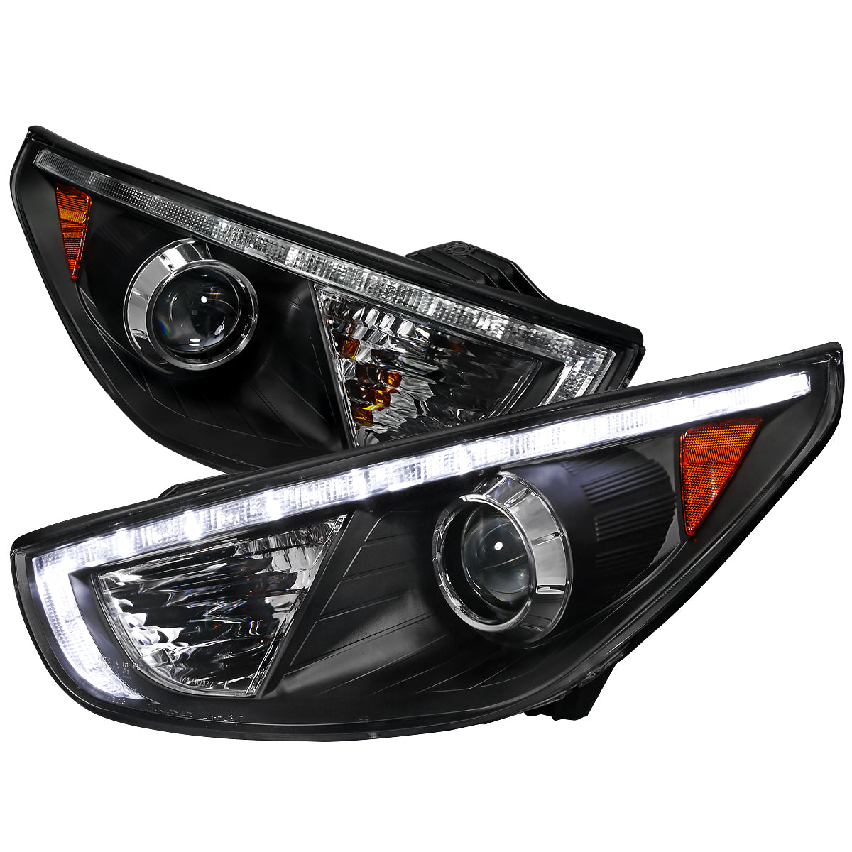 Spec-D 2010-2013 Hyundai Tucson Projector LED Strip Black Headlights