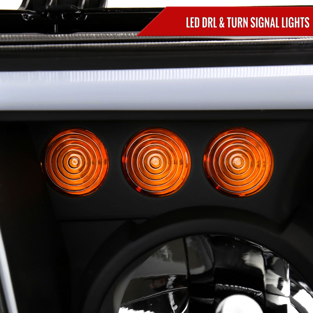 Spec-D 2007-2013 Toyota Tundra/2008-2017 Sequoia Retro Style LED Tube Projector with LED Turn Signals Black Headlights