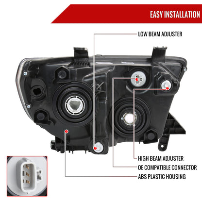 Spec-D 2007-2013 Toyota Tundra/2008-2017 Sequoia Retro Style LED Tube Projector with LED Turn Signals Black Headlights