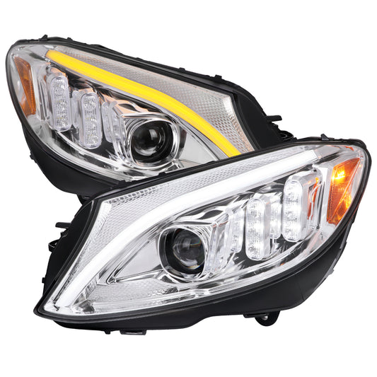 Spec-D 2015 Mercedes C-Class W205 chrome headlights upgrade