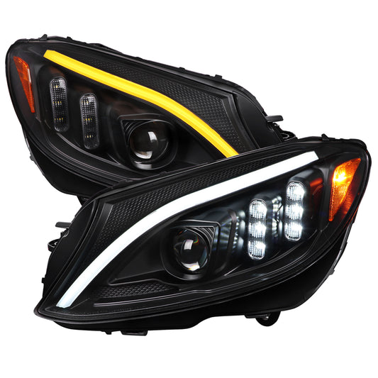 Spec-D 2015 Mercedes-Benz C-Class W205 black headlights upgrade