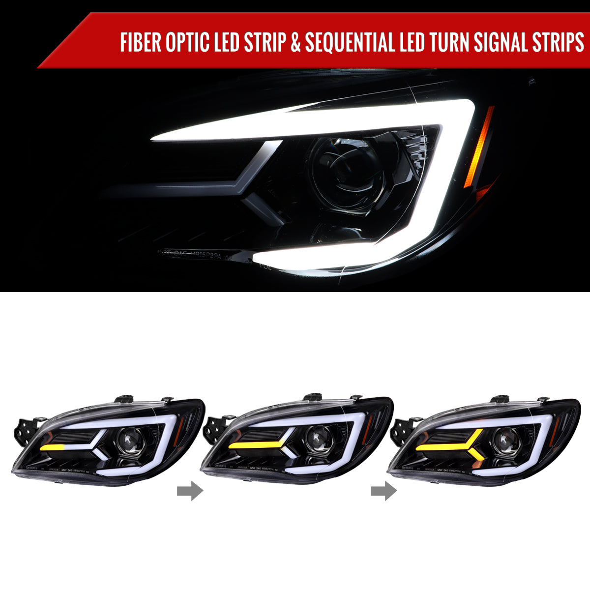 2007 Subaru Impreza WRX STI Spec-D black aftermarket sequential LED headlights
