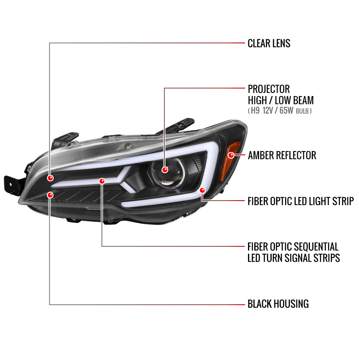 Spec-D Subaru Impreza WRX STI 17 black headlights