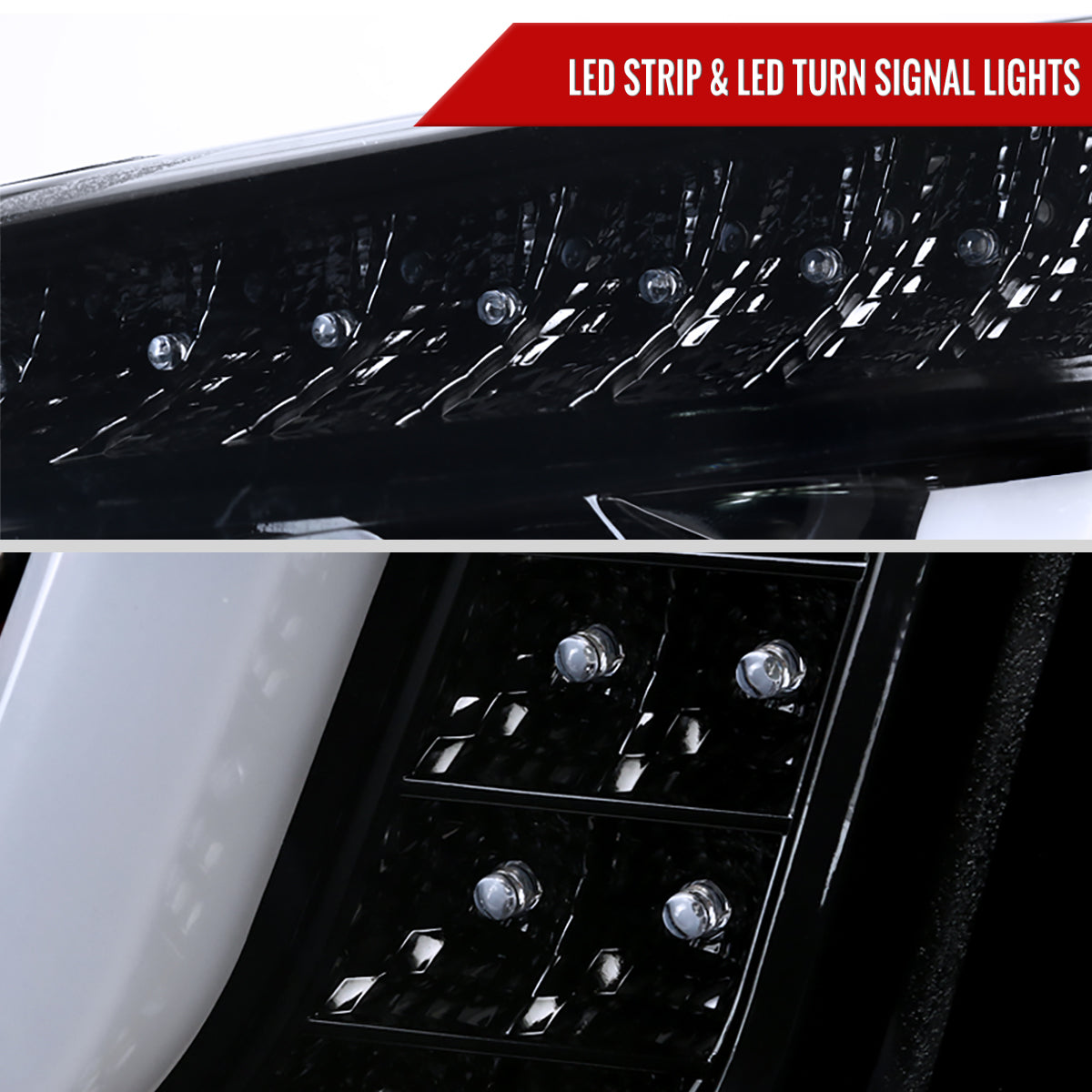 Spec-D 15 GMC Yukon XL black LED bar LED Projector Headlight 