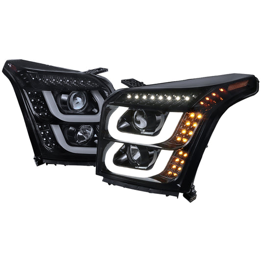 Spec-D 2015-2020 GMC Yukon/Yukon XL LED U-Bar Projector GL Black w/Smoked Lens Headlights