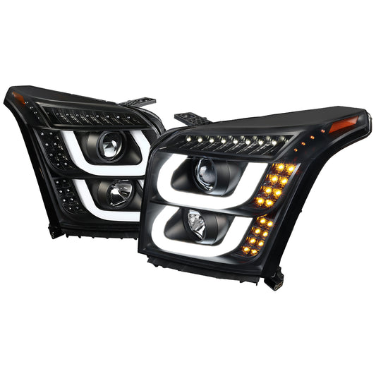 Spec-D 2015-2020 GMC Yukon/Yukon XL LED U-Bar Projector Black Headlights
