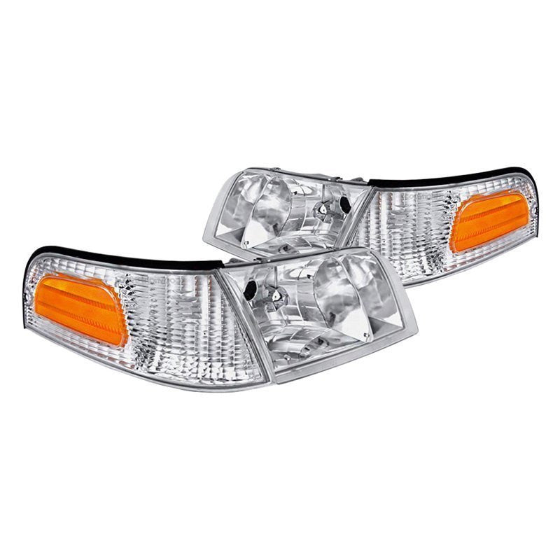 junyan Spec-D 98-11 Ford Crown Victoria Chrome W Corner Lights Headlights