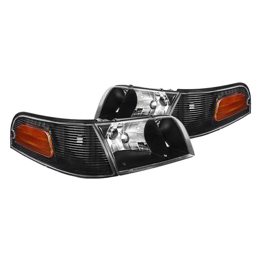 junyan Spec-D 98-11 Ford Crown Victoria Black W Corner Lights Headlights 2lclh-vic98jm-eu