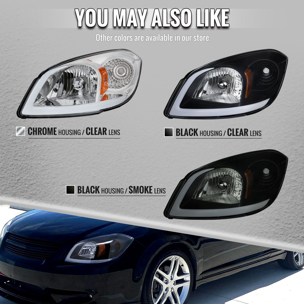 Replace worn Cobalt 2005-2010 headlights with Spec-D chrome clear housings