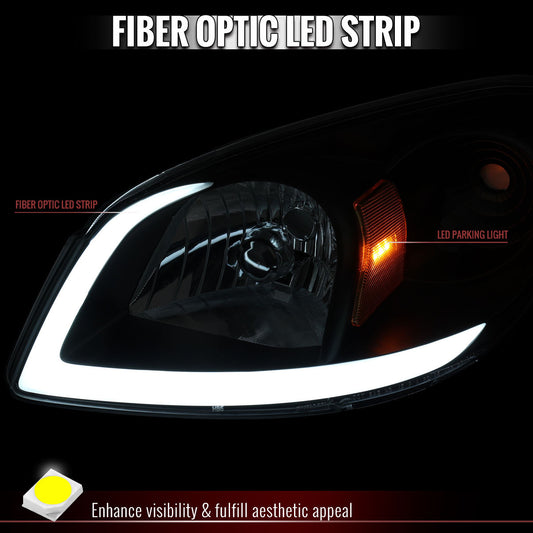 Spec-D 2005-2009 Chevy Cobalt Euro Headlights Black Housing Smoked Lens LED Tube