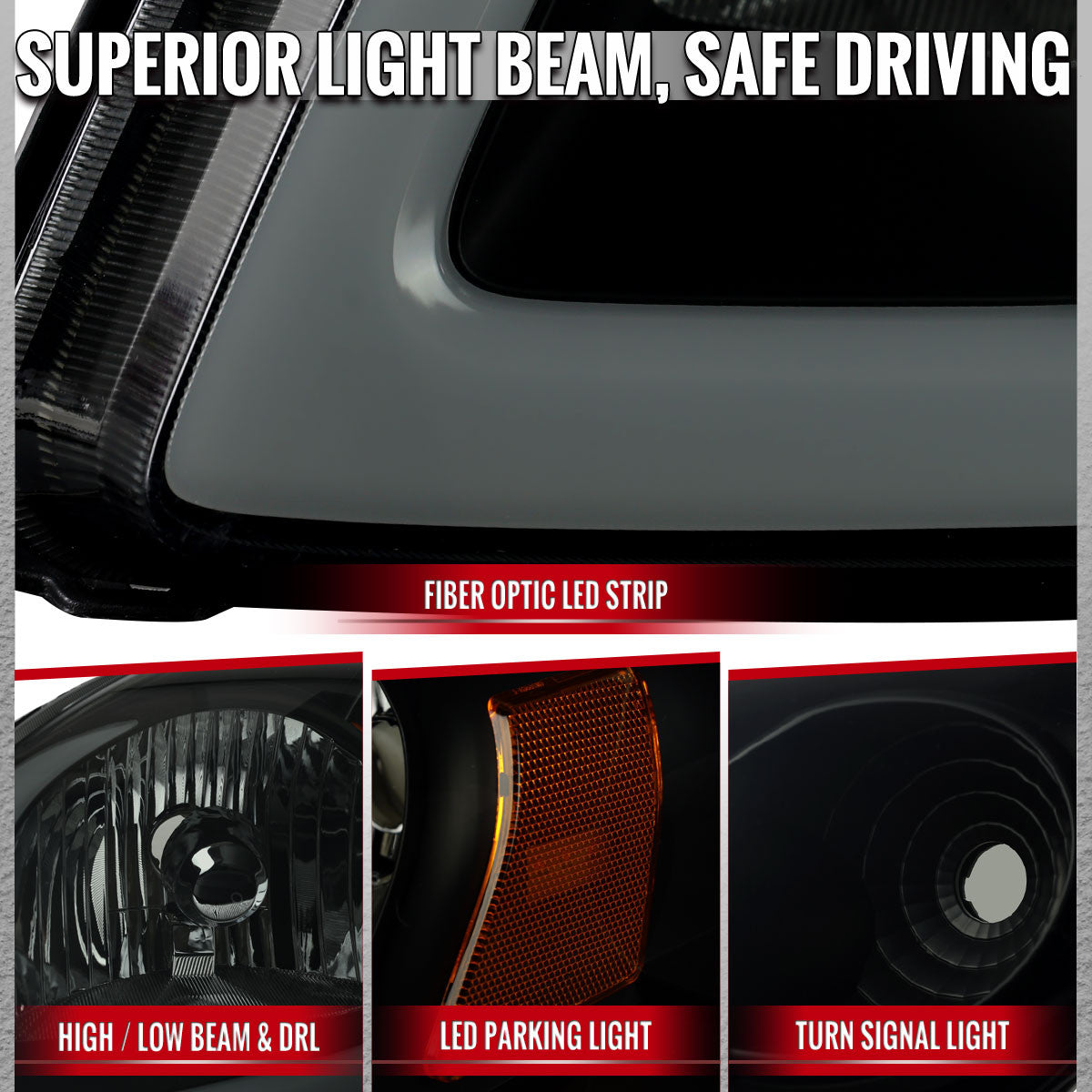 05-10 Cobalt Spec-D black smoked factory style headlights with LED light tube