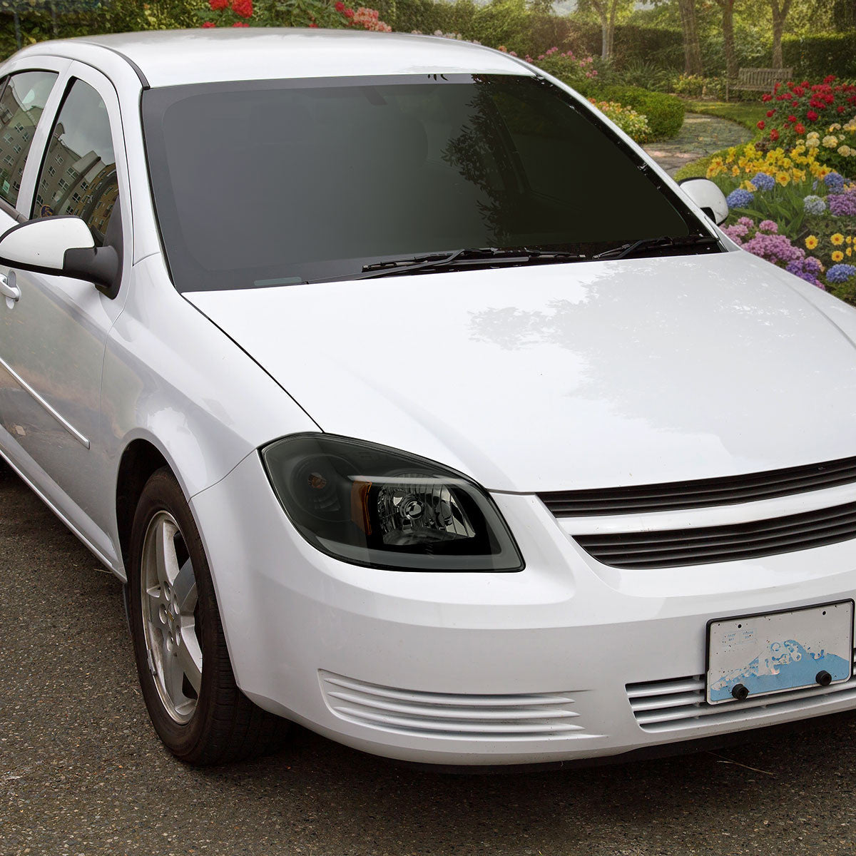 2005-2010 Chevy Cobalt black housing smoked lens headlights Spec-D set