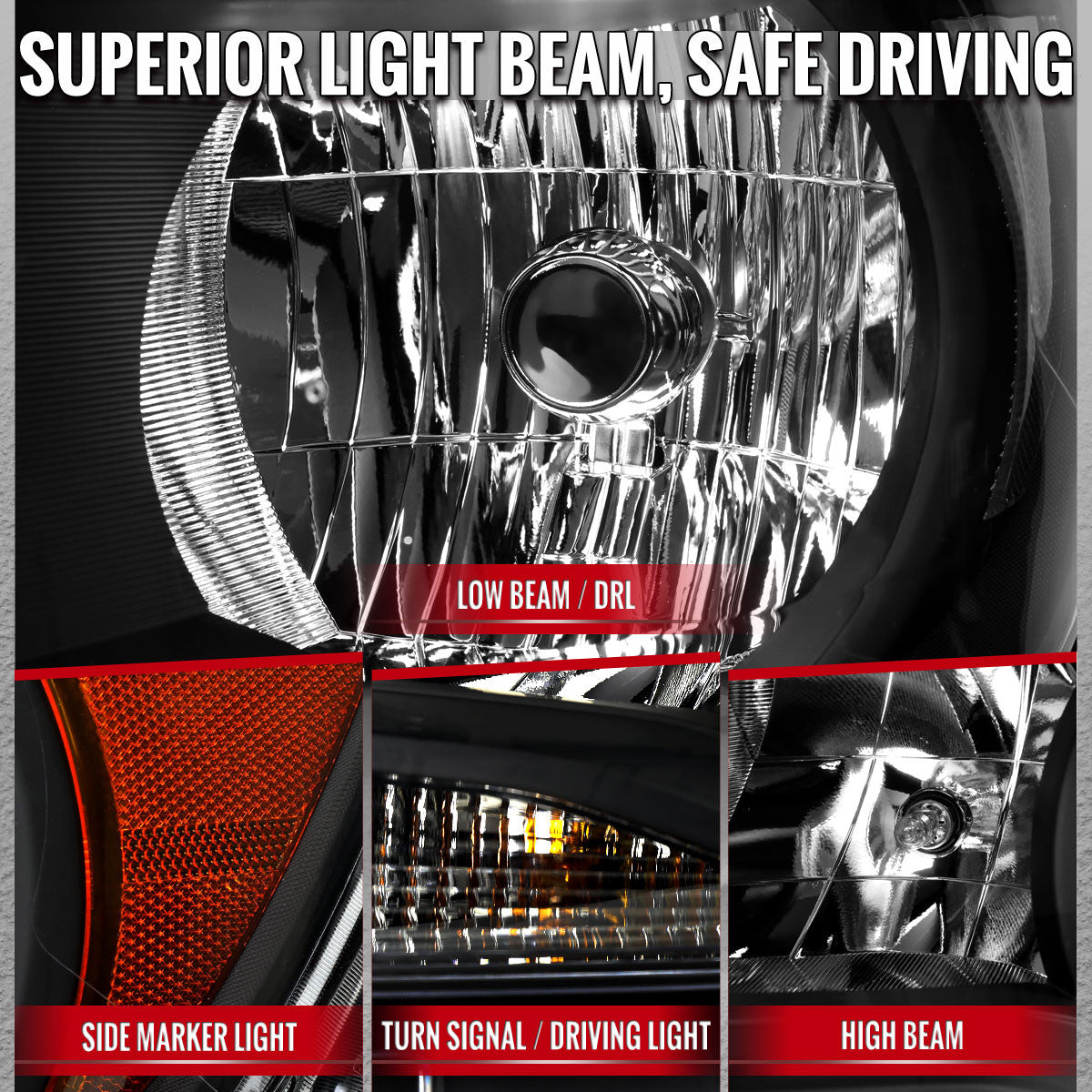 2015-2022 Chevrolet Colorado matte black clear lens headlights