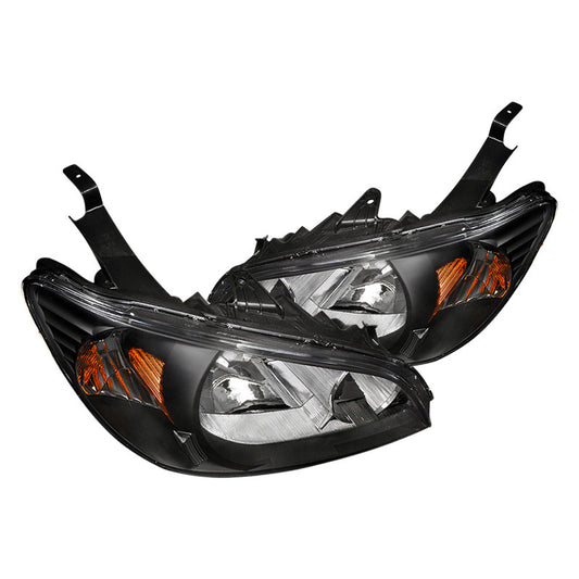 junyan Spec-D 04-05 Honda Civic Jdm Black W Amber Reflector Headlights 2lh-cv04jm-rs