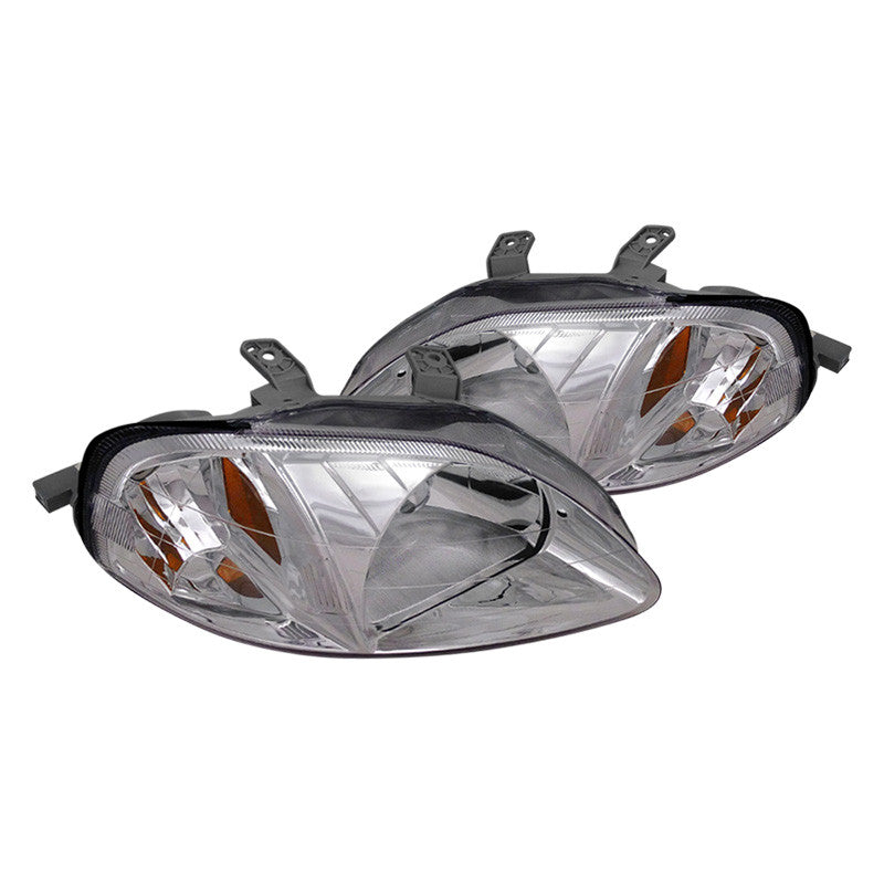 junyan Spec-D 99-00 Honda Civic Crystal Euro Chrome Headlights 2lh-cv99-rs