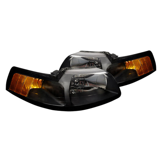 junyan Spec-D 99-04 Ford Mustang 1Pc Black W Amber Reflector Headlights 2lh-mst99jm-rs