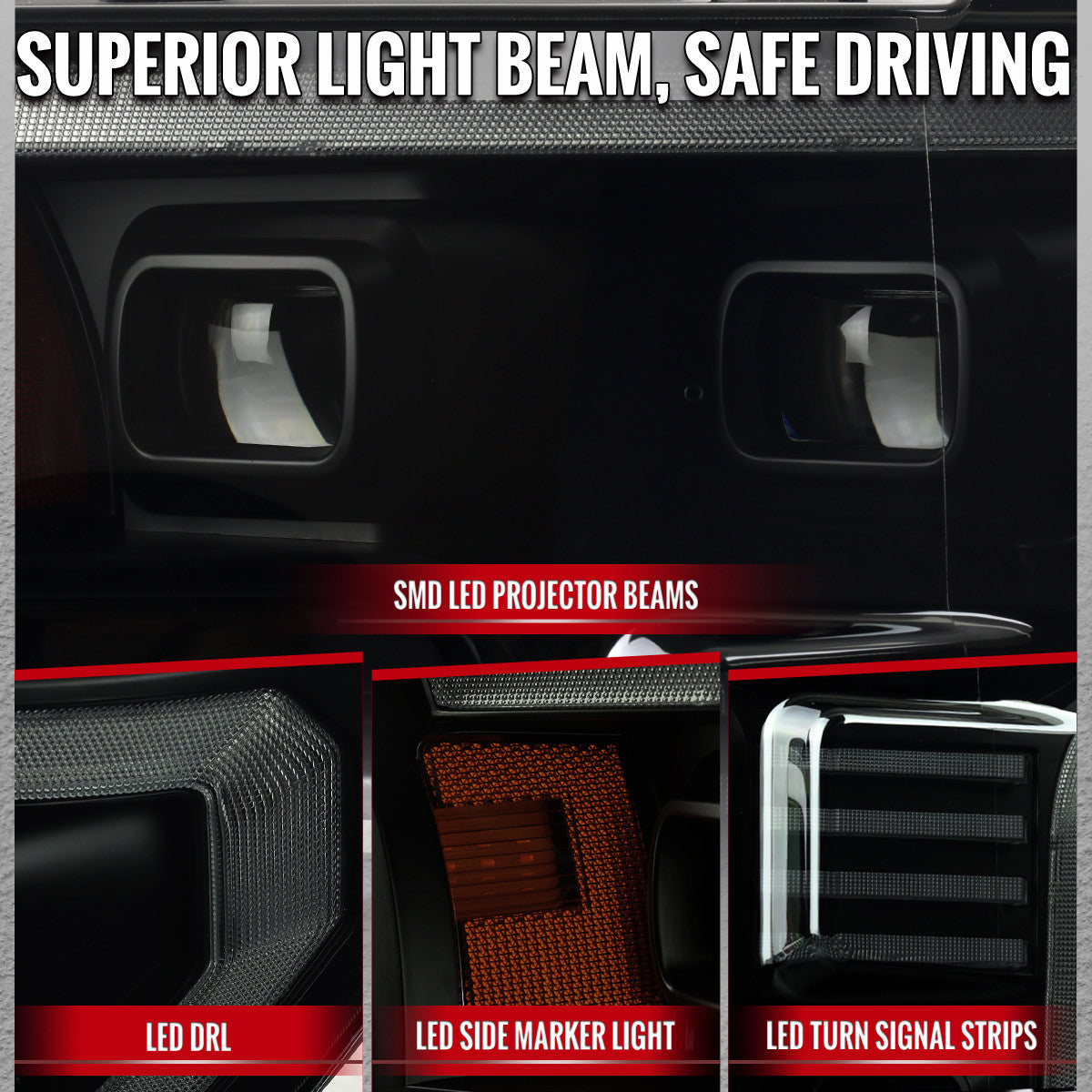 Spec-D F-150 2016-2017 Smoked Lens Projector Headlights Sequential Turn