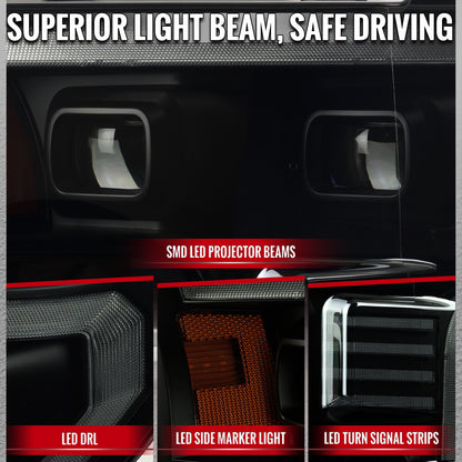 Spec-D F-150 2016-2017 Smoked Lens Projector Headlights Sequential Turn