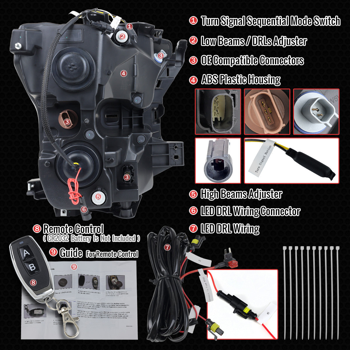 Spec-D 2015-2017 F-150 Black Housing Smoked Lens Sequential LED Headlights