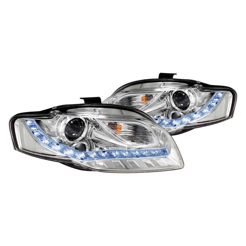 junyan Spec-D 06-08 Audi A4 R8 Proj Chrome W LED Bar Headlights 2lhp-a406-8-tm