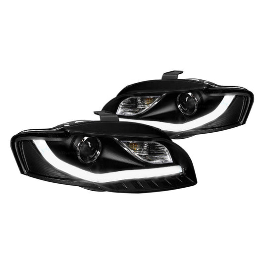 junyan Spec-D 06-08 Audi A4 R8 Proj V2 Black W LED Bar Headlights 2lhp-a406jm-8v2-tm