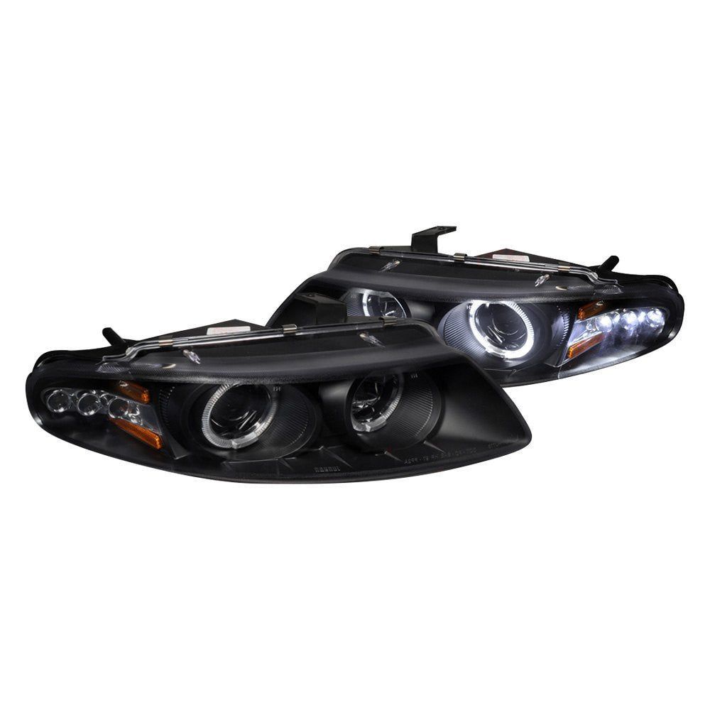 1997-2000 Avenger Headlights (Projector, Halo, LED, in Black housing)