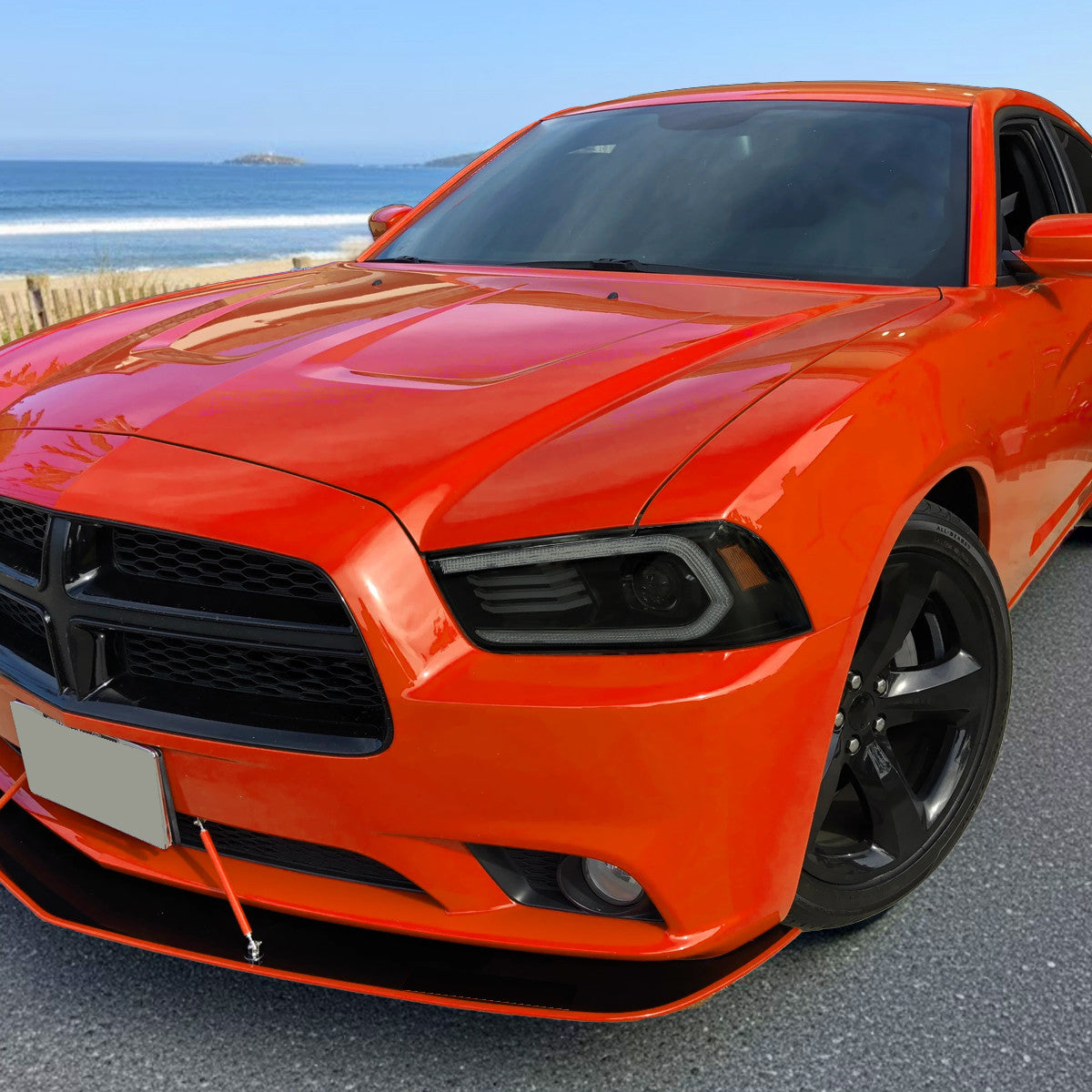 Spec-D HID projector headlight assembly for 2011-2014 Charger smoked lens