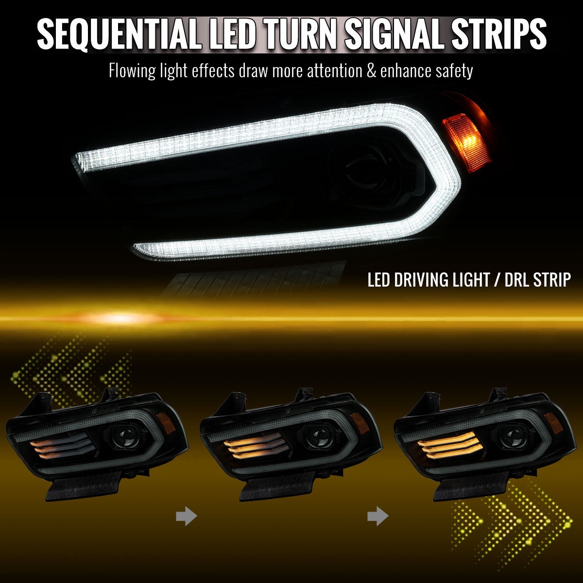 Spec-D 2011-2014 Dodge Charger HID projector headlights smoked lens sequential DRL