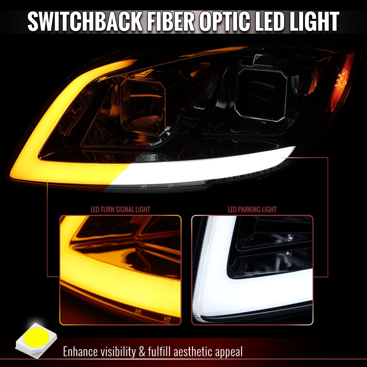Spec-D 2006-2009 Chevy Cobalt Projector Headlights Chrome Clear Switchback DRL