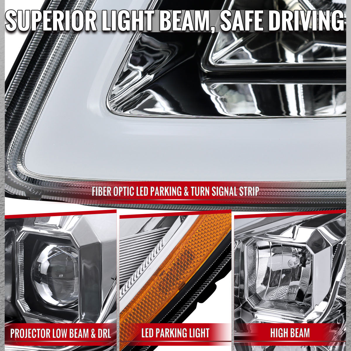 05-10 Cobalt Spec-D chrome projector headlights LED DRL bar with switchback