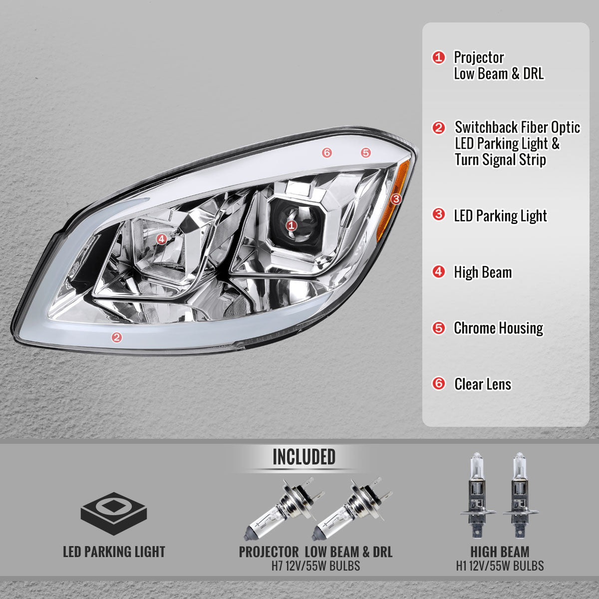 Spec-D Cobalt 2007-2010 projector headlight pair chrome housing clear lens