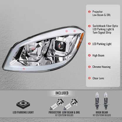 Spec-D Cobalt 2007-2010 projector headlight pair chrome housing clear lens