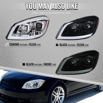 Replace factory Cobalt 05-10 headlights with Spec-D chrome projector set