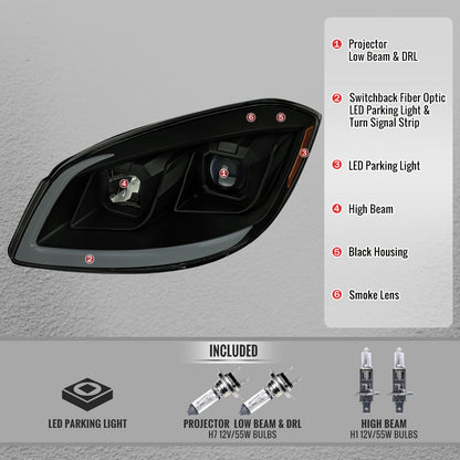 Spec-D Cobalt 2008-2010 projector headlight pair black housing smoked lens